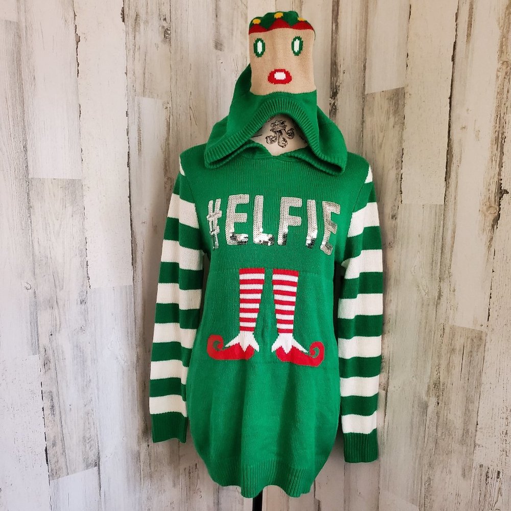 ADORABLE NO BOUNDARIES #ELFIE HOODIE CHRISTMAS SWEATER